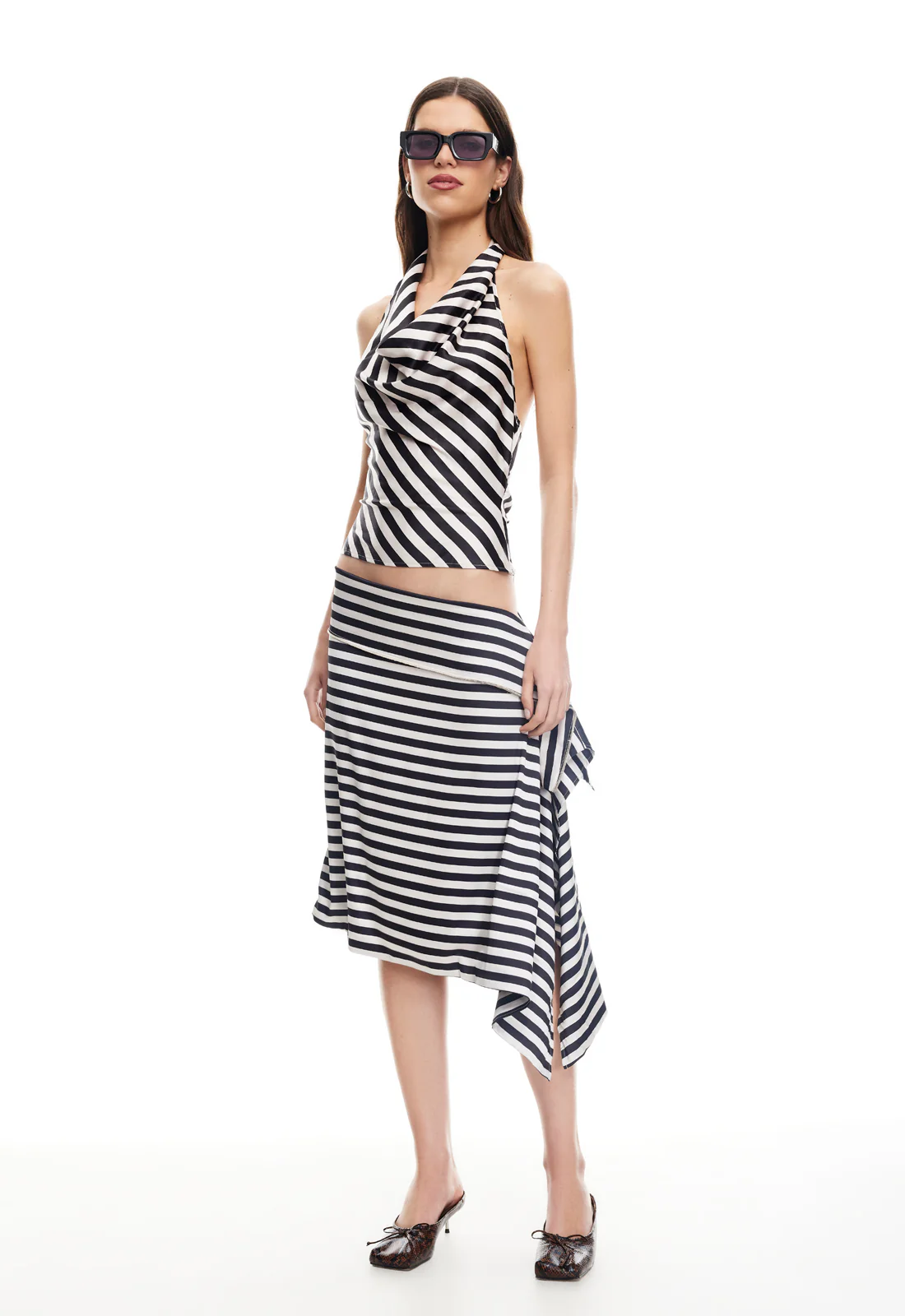 ALLURE MIDI SKIRT - NOIR STRIPE - Image 2