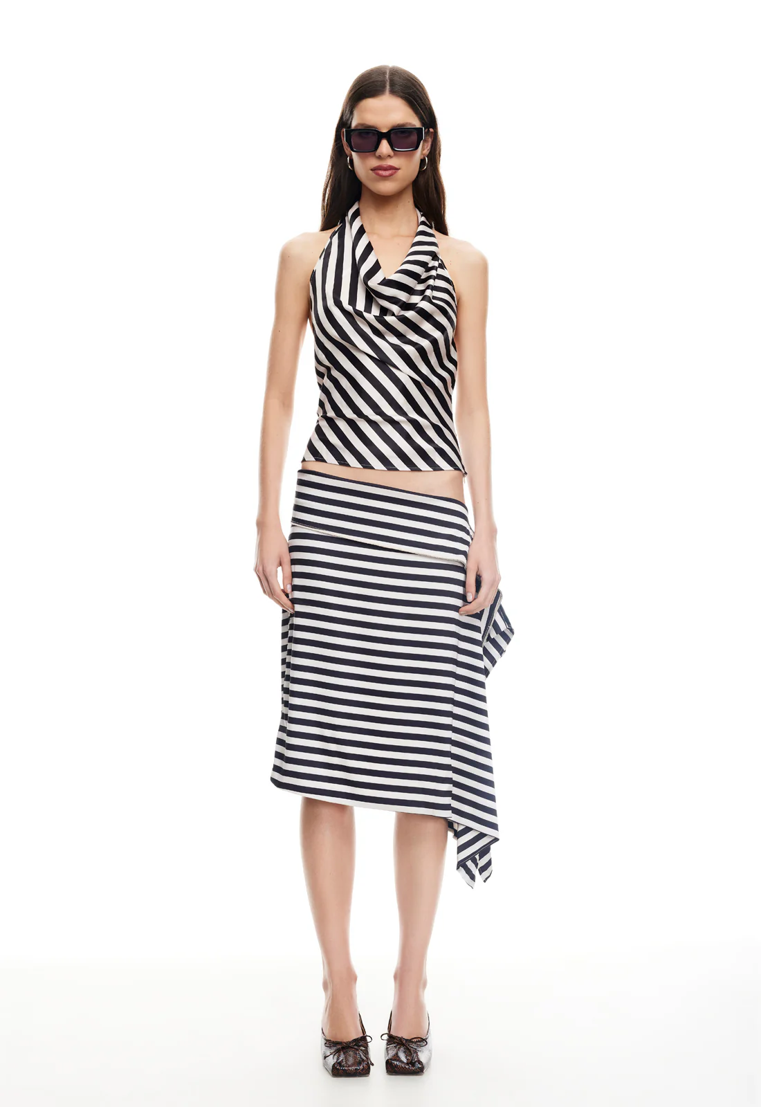 ALLURE MIDI SKIRT - NOIR STRIPE - Image 3