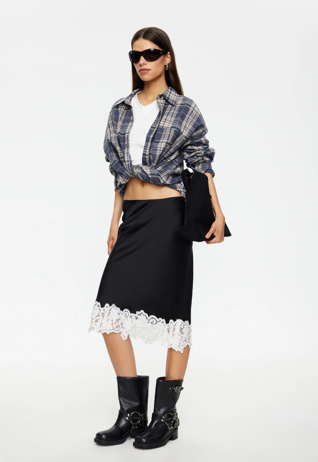 ANCHORED MIDI SKIRT - NOIR