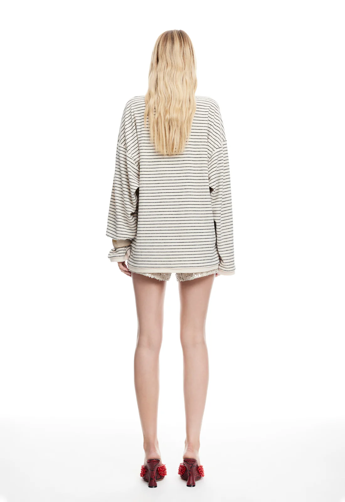 BRY LONG SLEEVE - CREAM NOIR STRIPE - Image 6