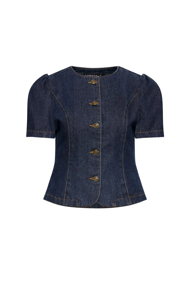 FEMME BLOUSE - DARK DENIM - Image 5