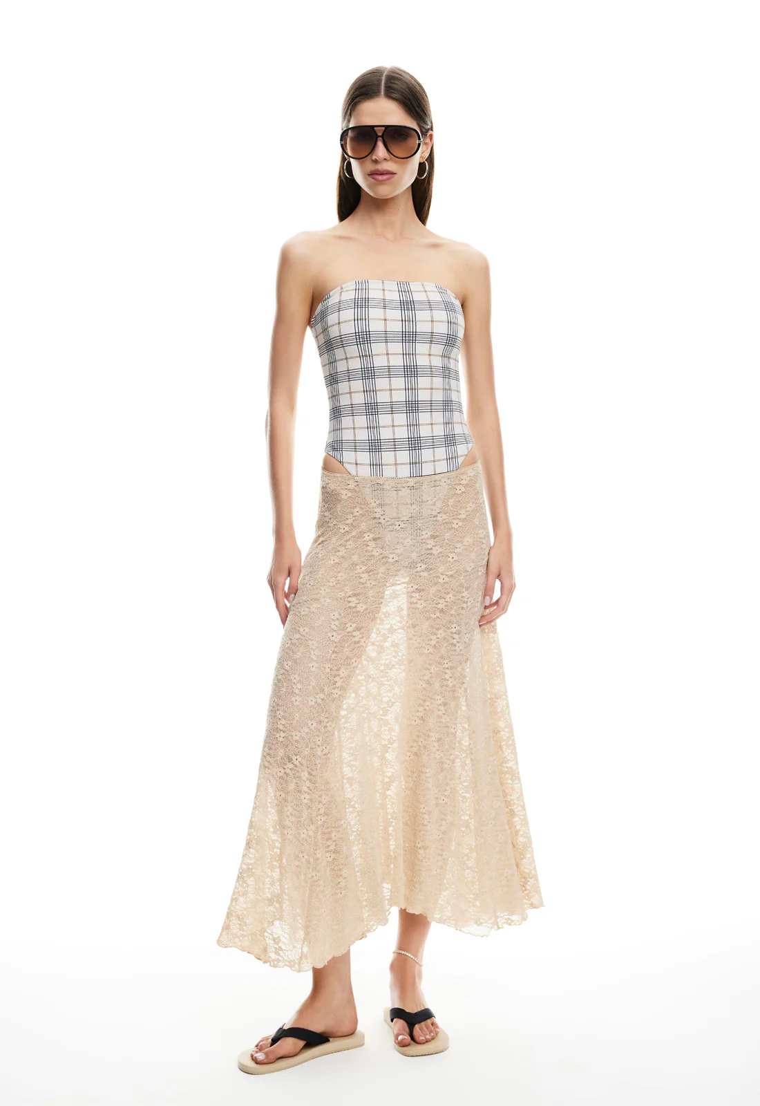 IN BLOOM LACE MIDI SKIRT - TAUPE - Image 2