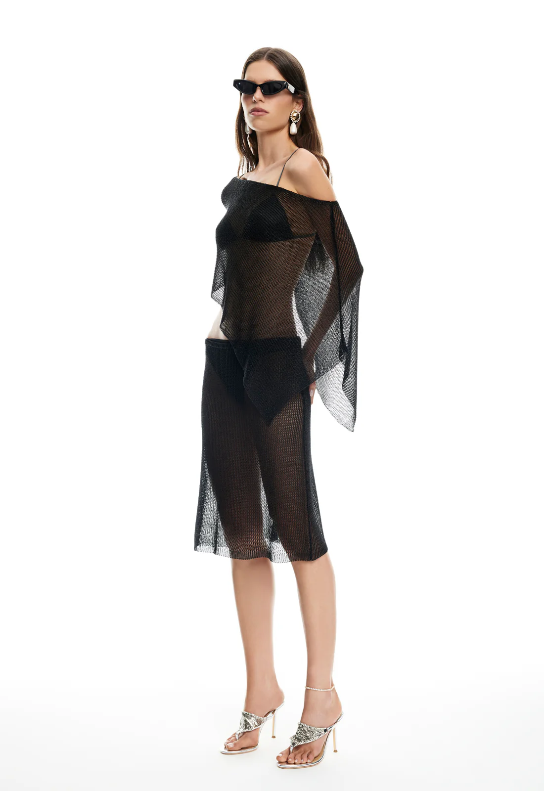LUMINOUS MIDI SKIRT - OBSIDIAN - Image 5