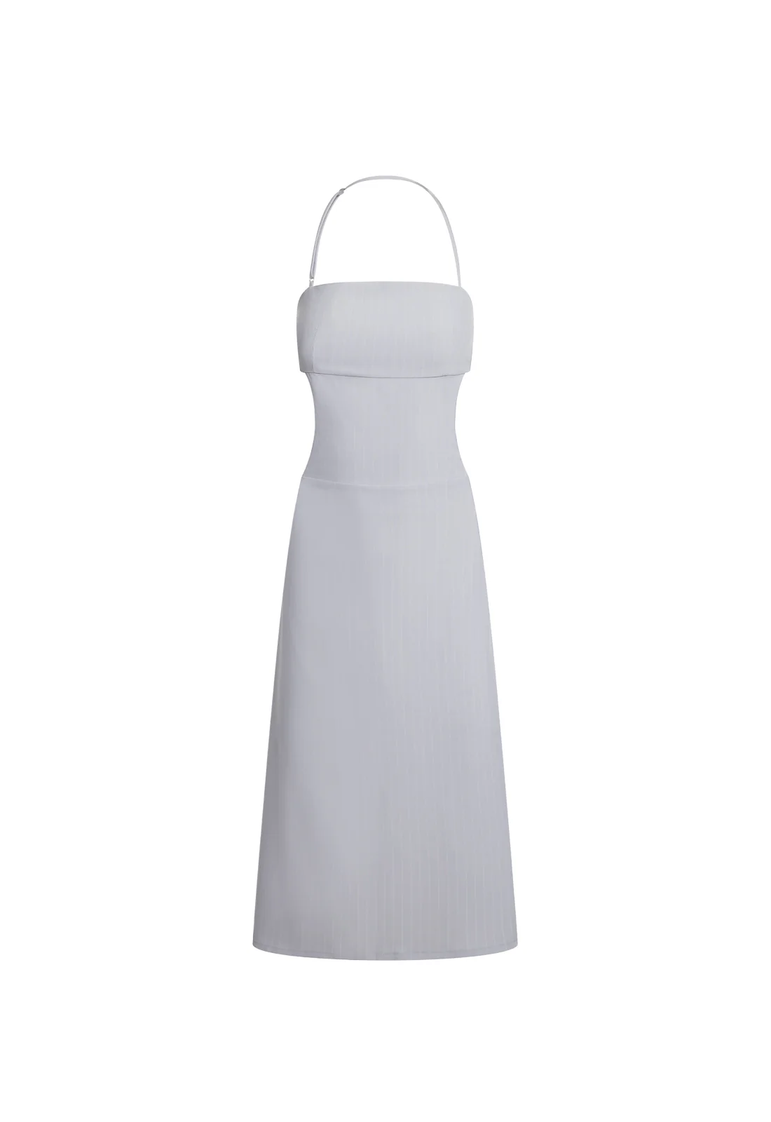 MOONLIT MIDI DRESS - LIGHT GREY PINSTRIPE - Image 2