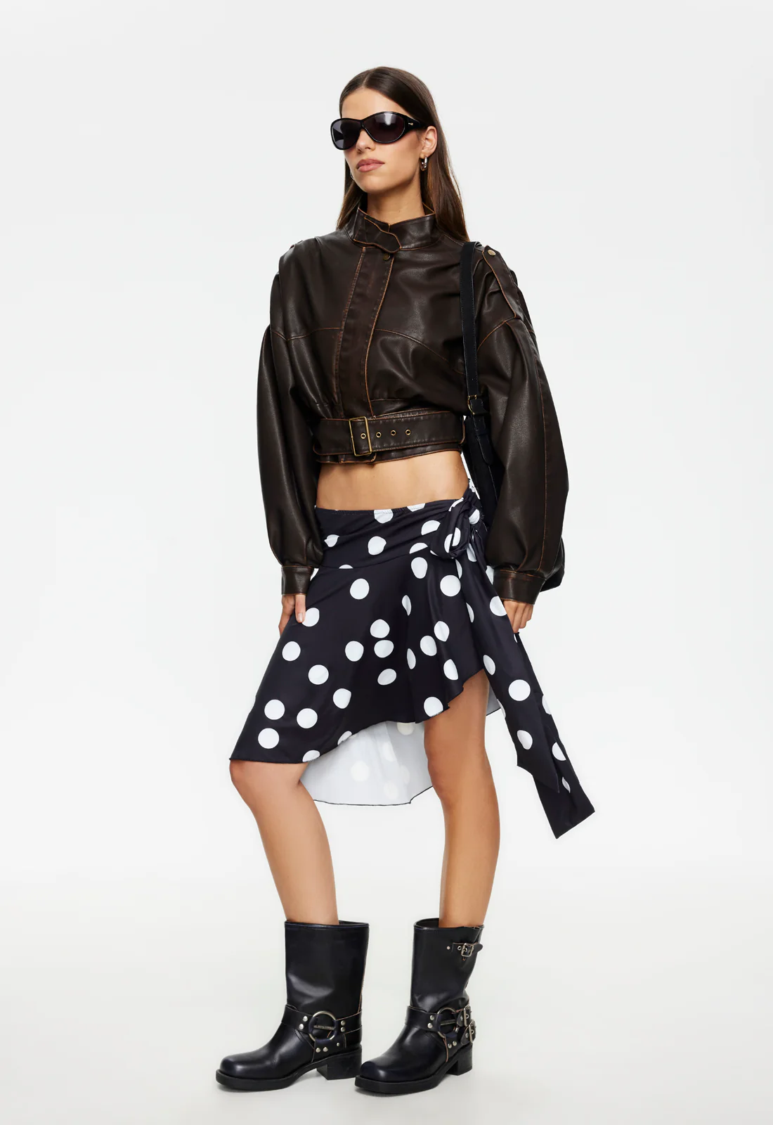 SAFARI MIDI SKIRT - NOIR POLKA