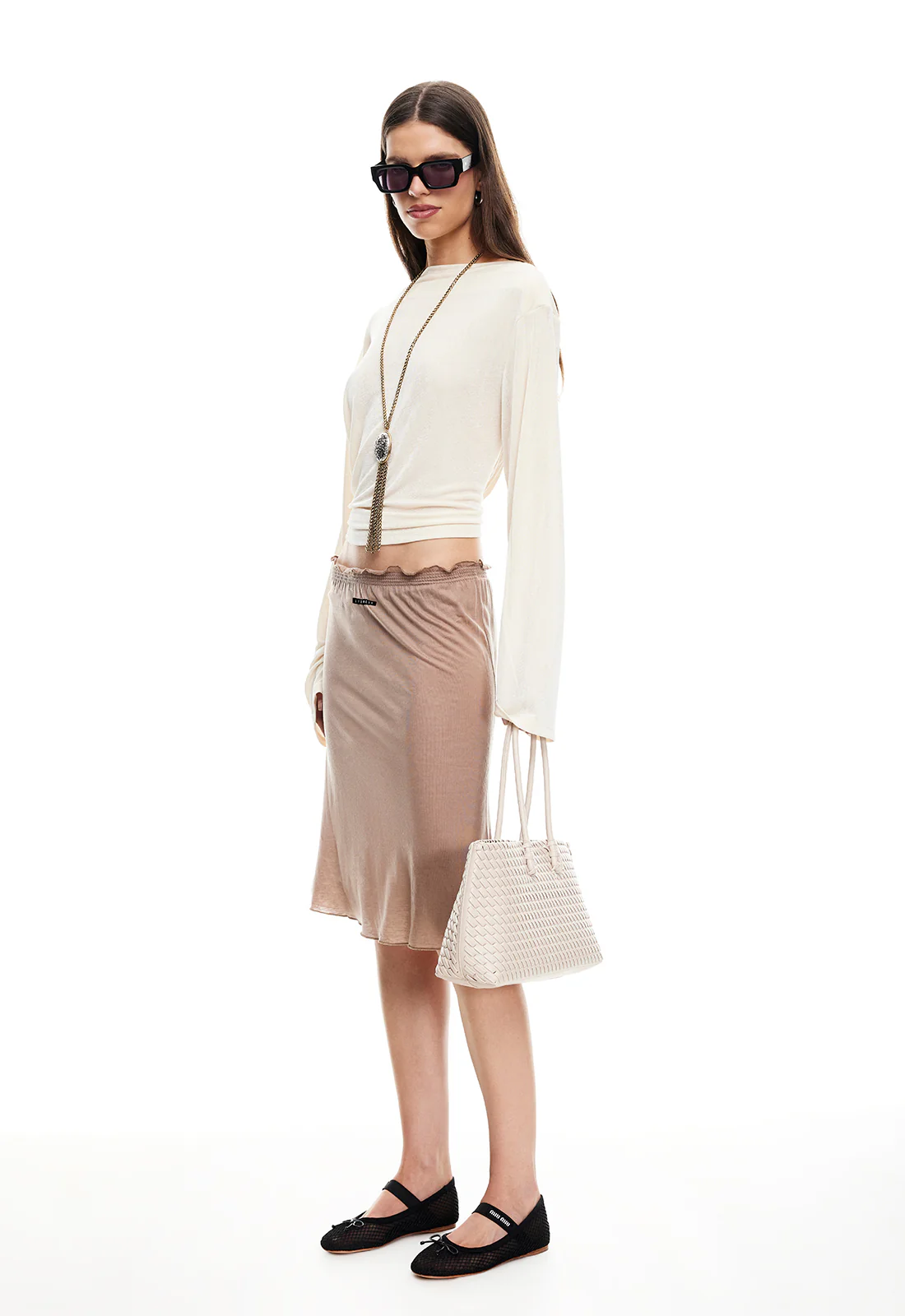 SIREN MIDI SKIRT - TAUPE - Image 4