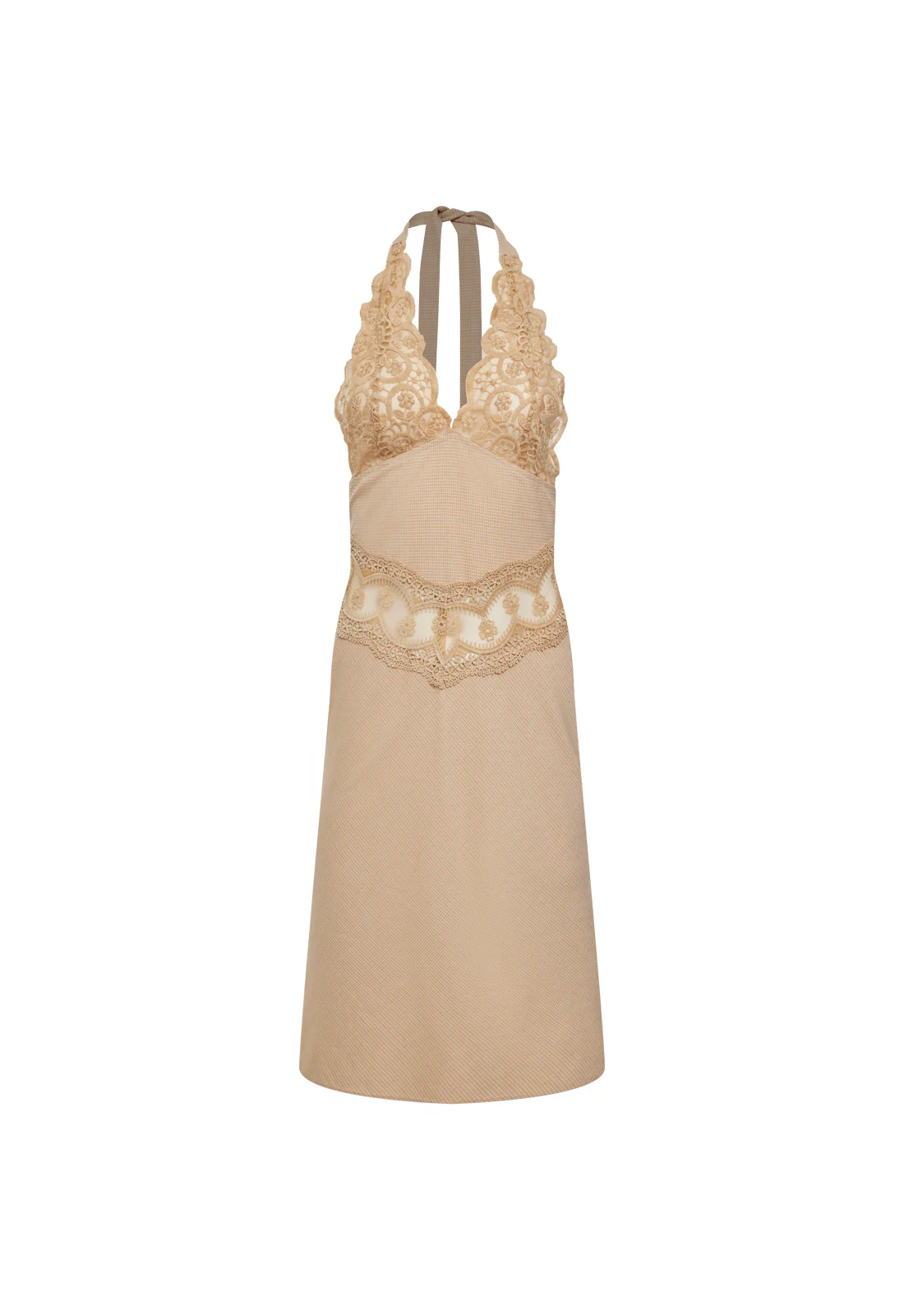 SOLANA MIDI DRESS - BEIGE PLAID - Image 7