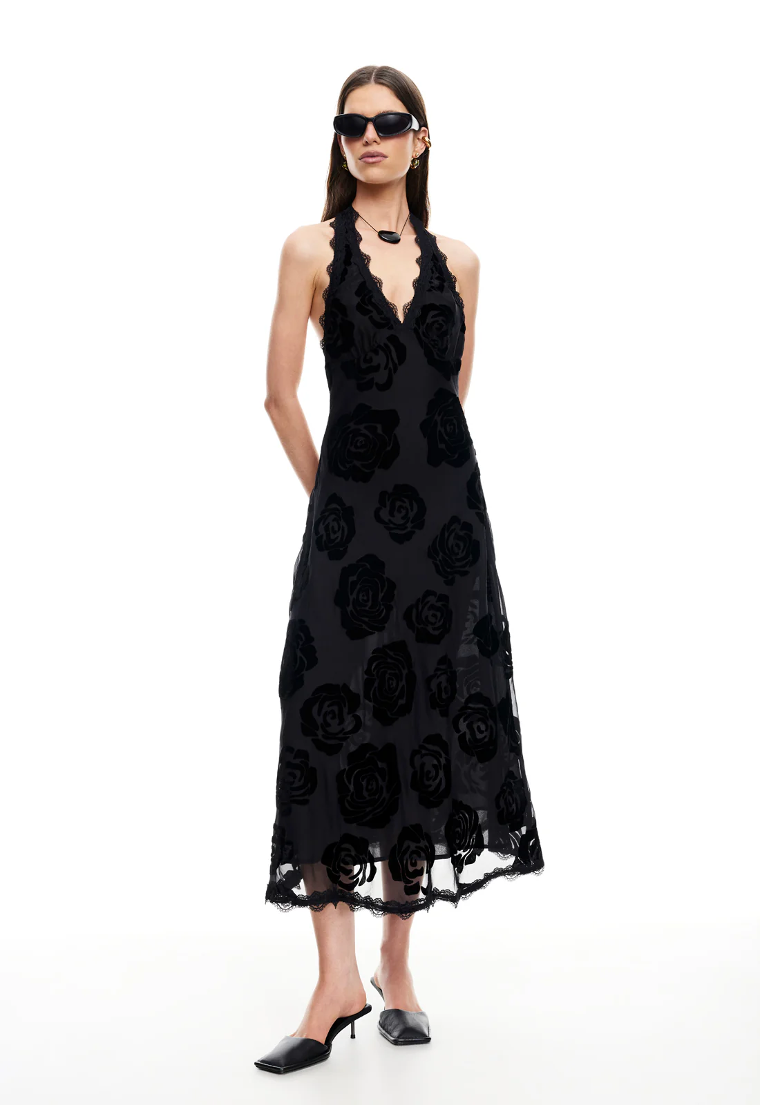 STARS ALIGN MIDI DRESS - BURNT NOIR ROSE - Image 2