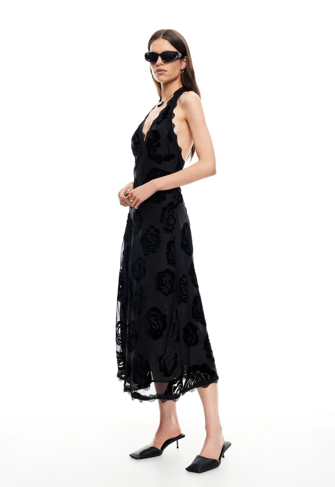 STARS ALIGN MIDI DRESS - BURNT NOIR ROSE - Image 3