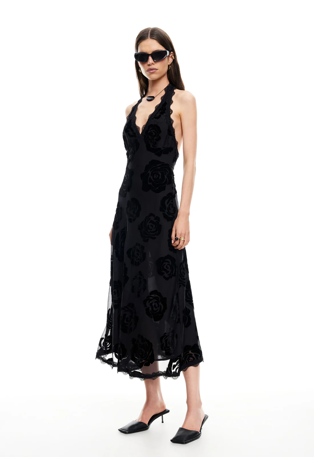 STARS ALIGN MIDI DRESS - BURNT NOIR ROSE - Image 4